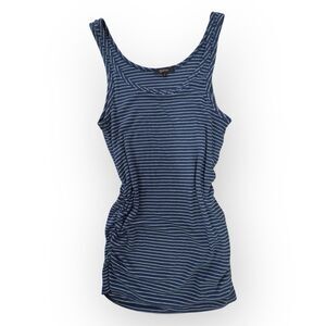 Quince Tank Top Size S Blue Ribbed Ruched Casual Comfort Sustainable Bamboo